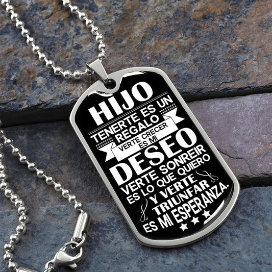 A Mi Hijo - Eres Mi Mejor Regalo - Collar de Placa (Estilo Militar)