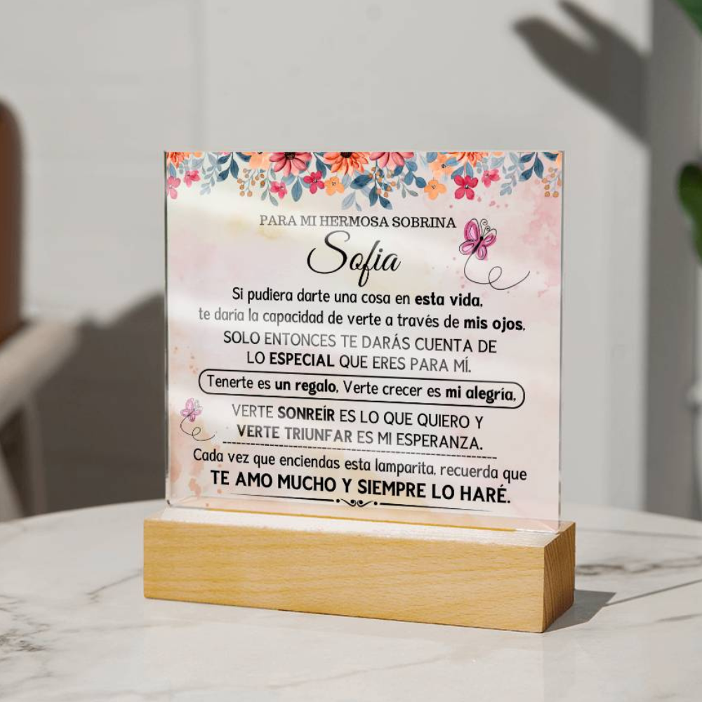 Lampara con Mensaje de Amor PARA SOBRINA - PERSONALIZADO - Eres Muy Especial Para Mi