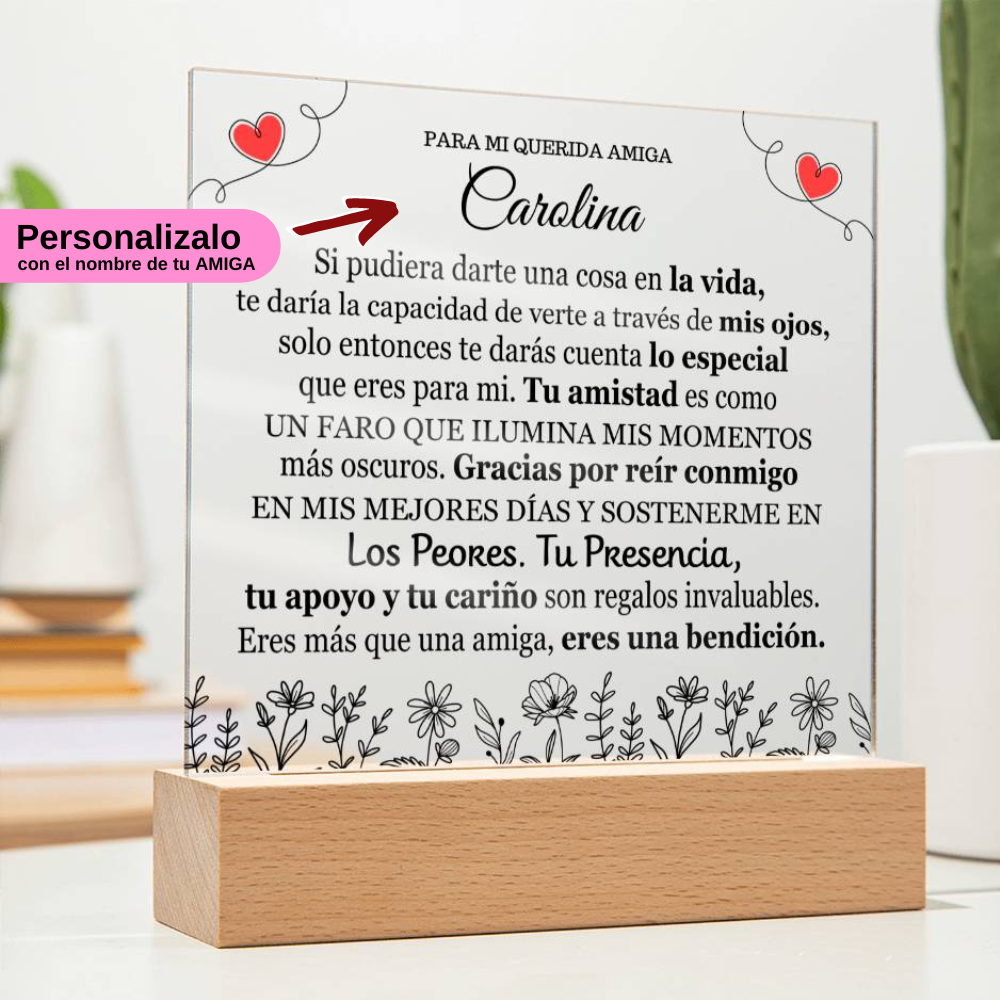 Lampara para Amiga - Gracias por tu Cariño - Regalo PERSONALIZADO para Amiga