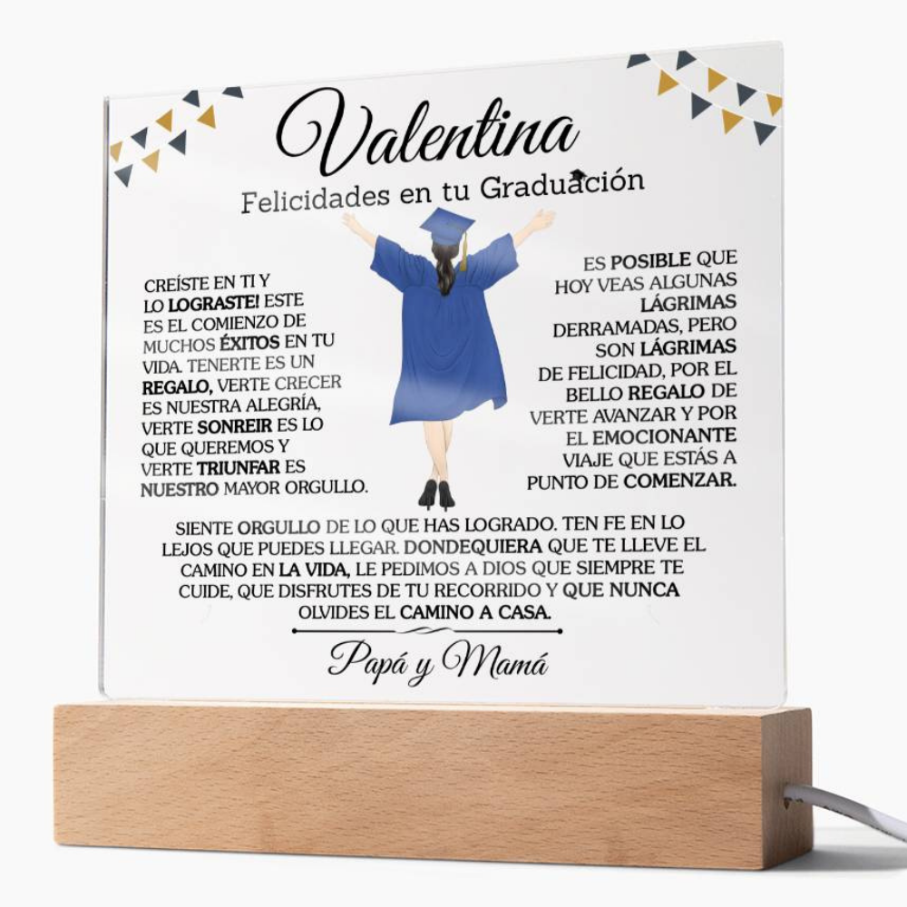 Lampara con Mensaje de Amor De Graduación - PERSONALIZADO - Felicidades En Tu Graduación ❤️