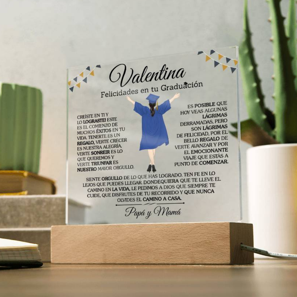 Lampara con Mensaje de Amor De Graduación - PERSONALIZADO - Felicidades En Tu Graduación ❤️