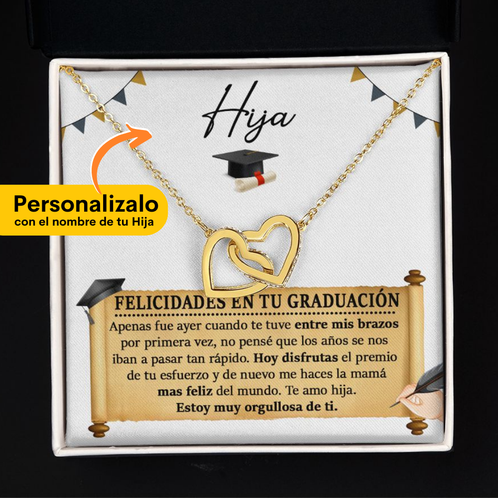 Collar para Hija en su Graduación - Collar de Corazones Unidos - PERSONALIZADO