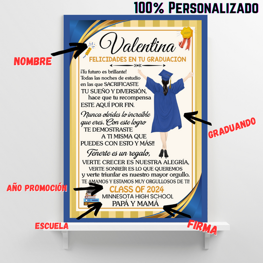 Lienzo De Graduación Con Mensaje de Amor - PERSONALIZADO - Tu Futuro es brillante!