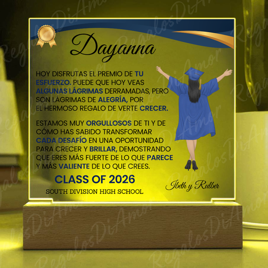 Lampara con Mensaje de Amor De Graduación PERSONALIZADA v5 para  Dayanna
