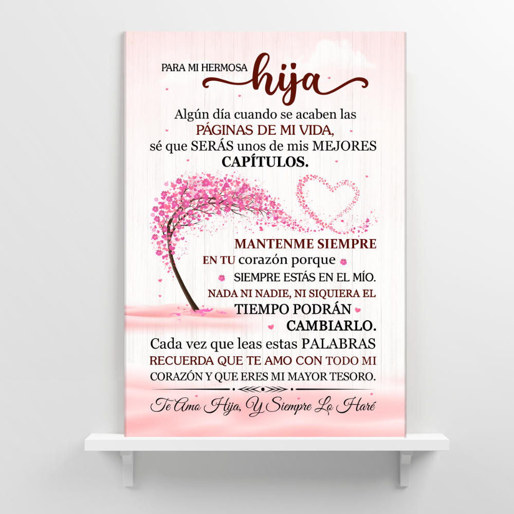 Lienzo Con Mensaje de Amor Para Hija - PERSONALIZADO - Eres Mi Mayor Tesoro