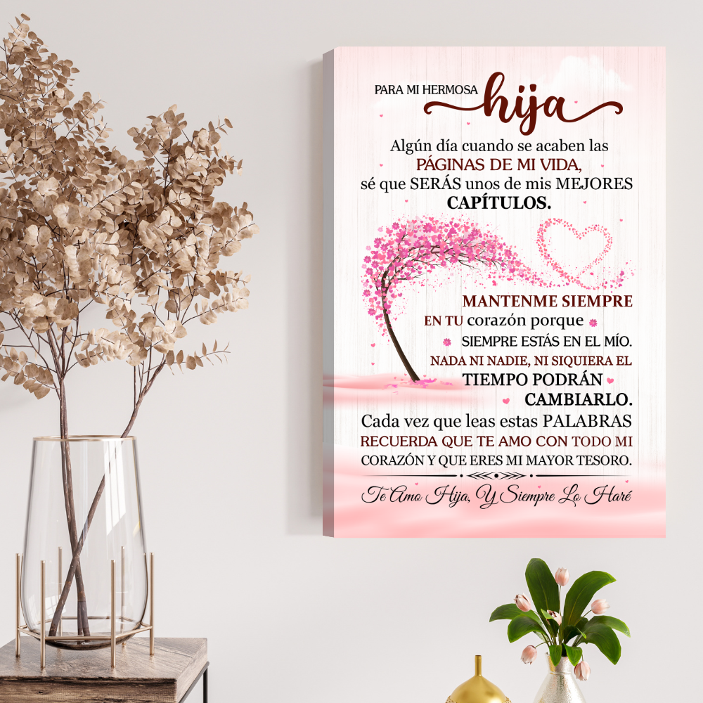 Lienzo Con Mensaje de Amor Para Hija - PERSONALIZADO - Eres Mi Mayor Tesoro