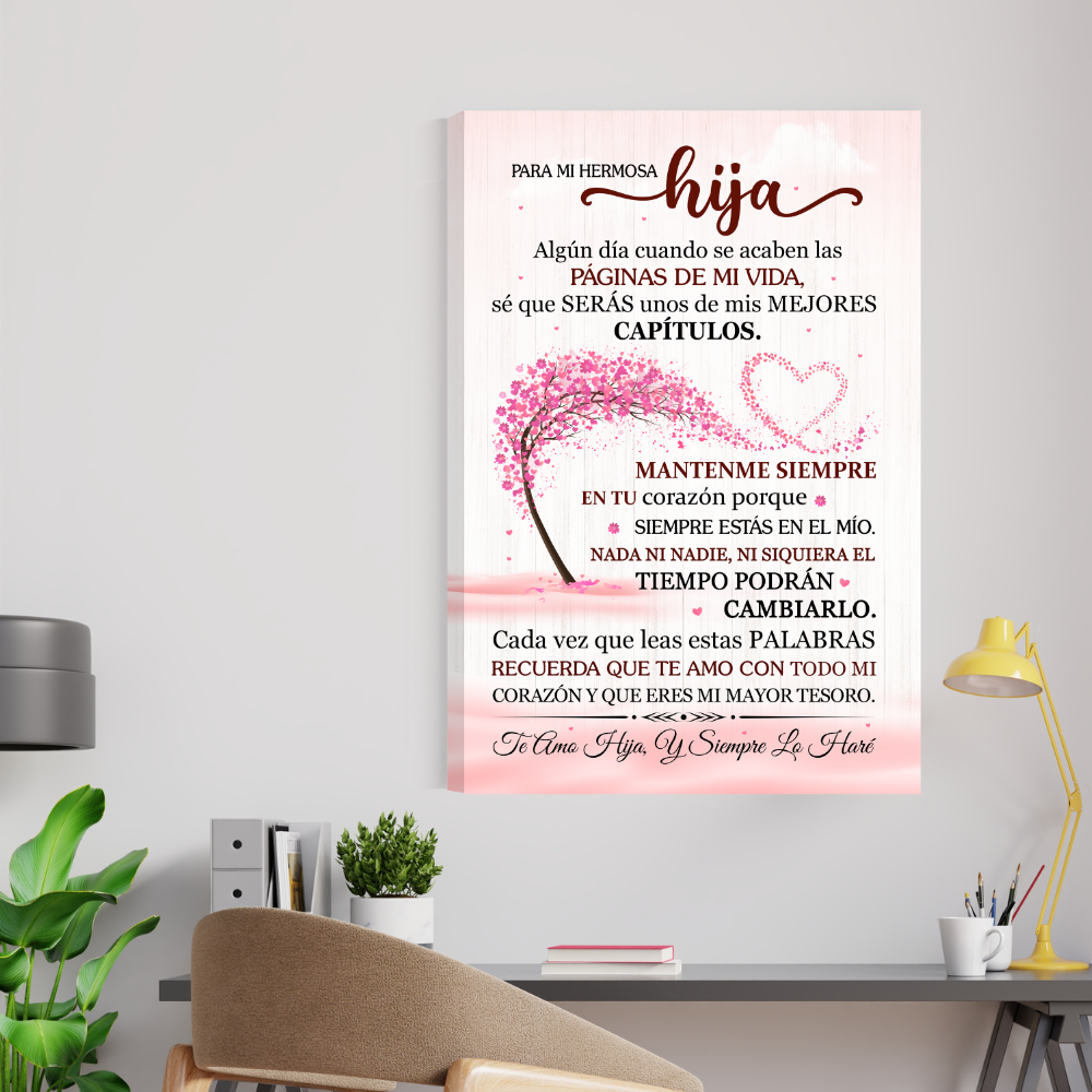 Lienzo Con Mensaje de Amor Para Hija - PERSONALIZADO - Eres Mi Mayor Tesoro