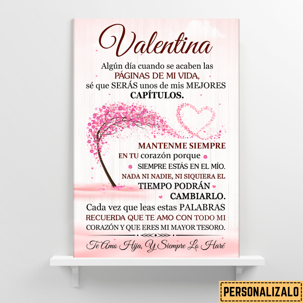 Lienzo Con Mensaje de Amor Para Hija - PERSONALIZADO - Eres Mi Mayor Tesoro