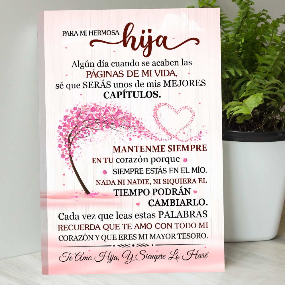 Lienzo Con Mensaje de Amor Para Hija - PERSONALIZADO - Eres Mi Mayor Tesoro