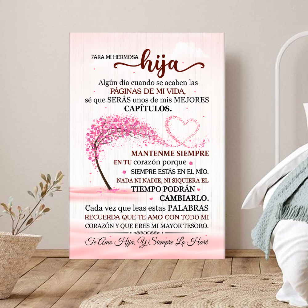 Lienzo Con Mensaje de Amor Para Hija - PERSONALIZADO - Eres Mi Mayor Tesoro