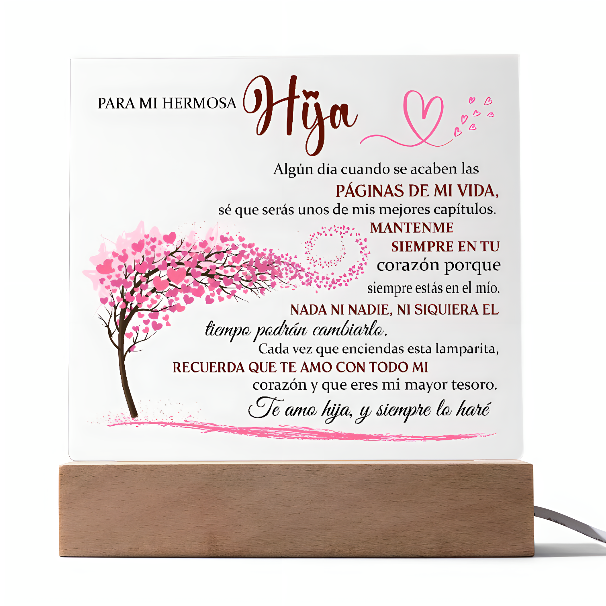 Lampara con Mensaje de Amor para Hija - PERSONALIZADO - Eres mi Mayor Tesoro