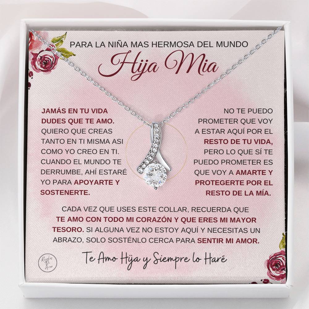 Regalo Para Hija - Nunca Dudes Que Te Amo - Collar de Lazo de Amor