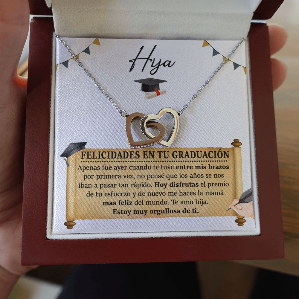 Collar para Hija en su Graduación - Collar de Corazones Unidos - PERSONALIZADO