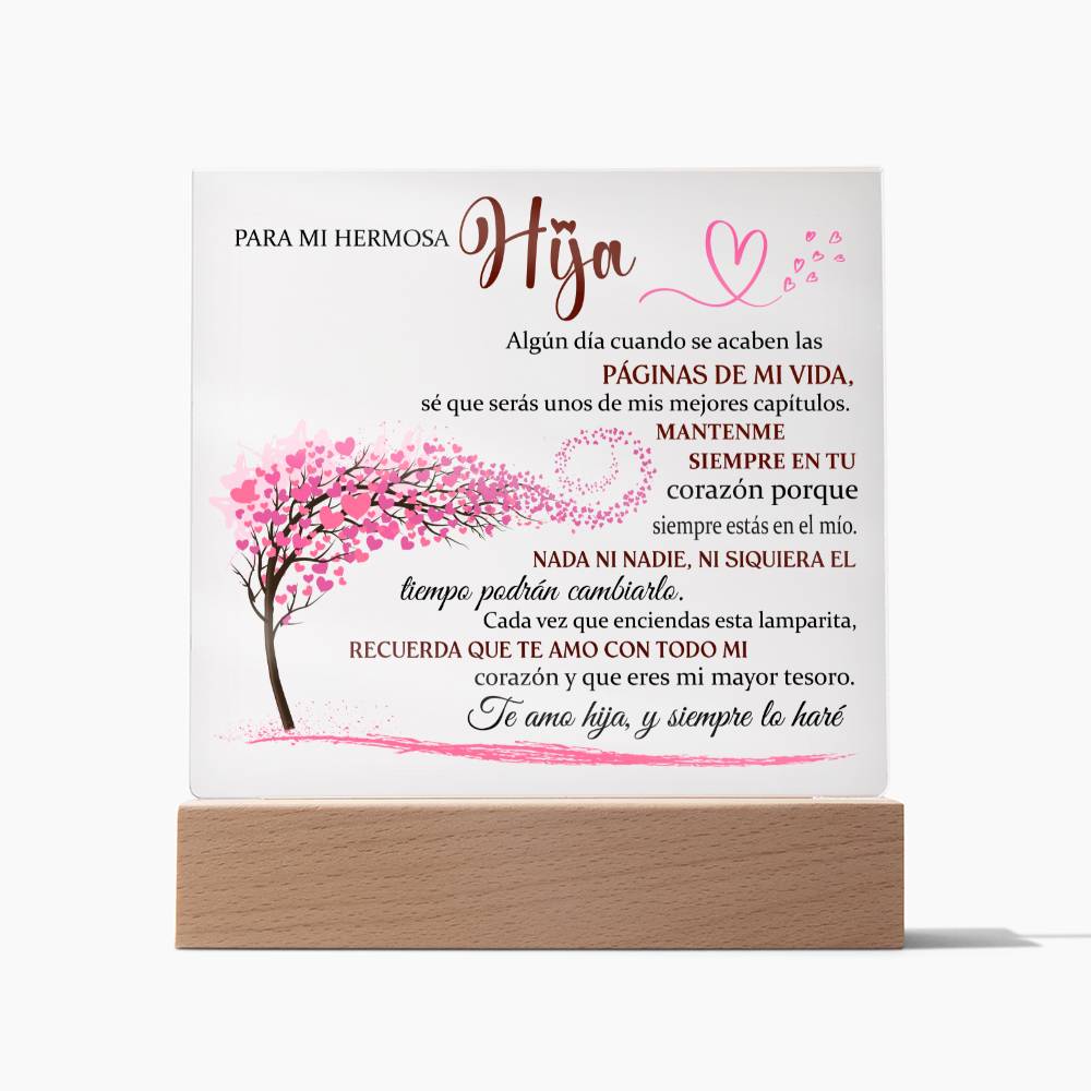 Lampara con Mensaje de Amor para Hija - PERSONALIZADO - Mi Mayor Tesoro