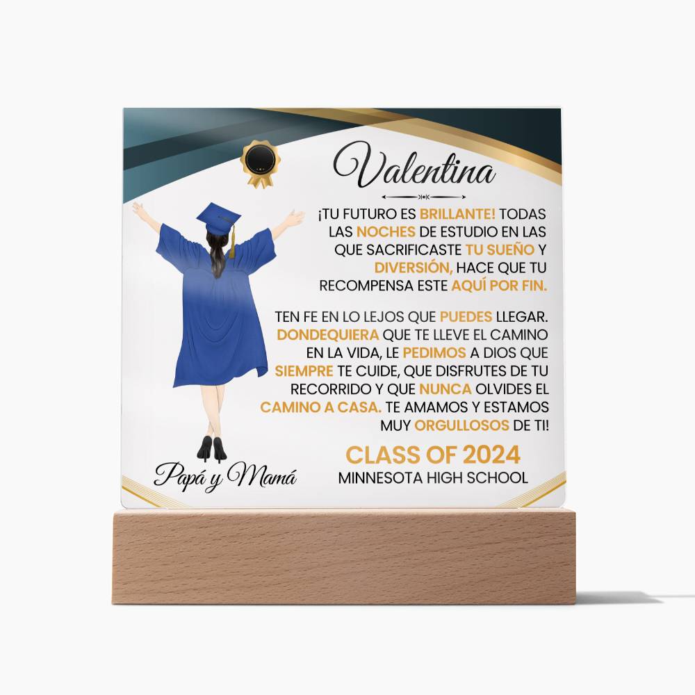 Lampara con Mensaje de Amor De Graduación - PERSONALIZADO - Tu Futuro Es Brillante ❤️