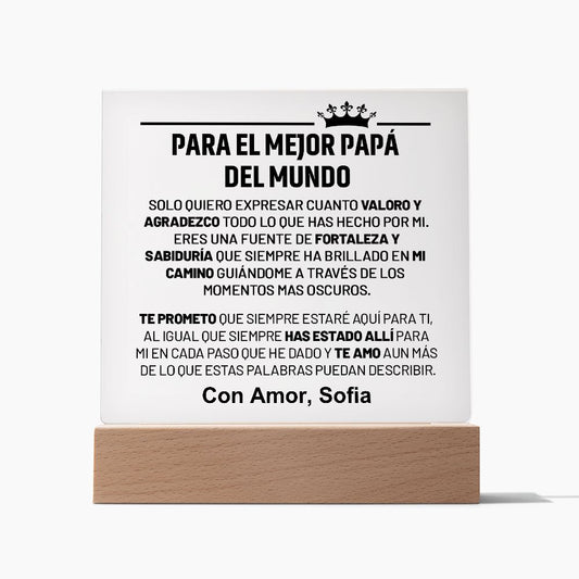 Regalo Para Papá - El Mejor Papá del Mundo - Placa Acrilica