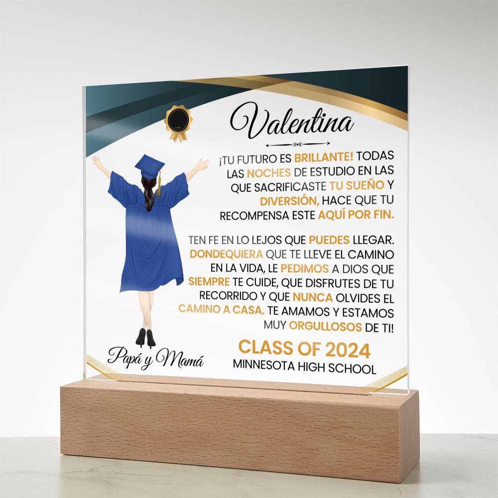 Lampara con Mensaje de Amor De Graduación - PERSONALIZADO - Tu Futuro Es Brillante ❤️