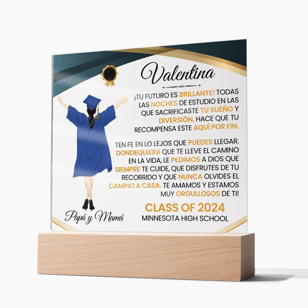 Lampara con Mensaje de Amor De Graduación - PERSONALIZADO - Tu Futuro Es Brillante ❤️