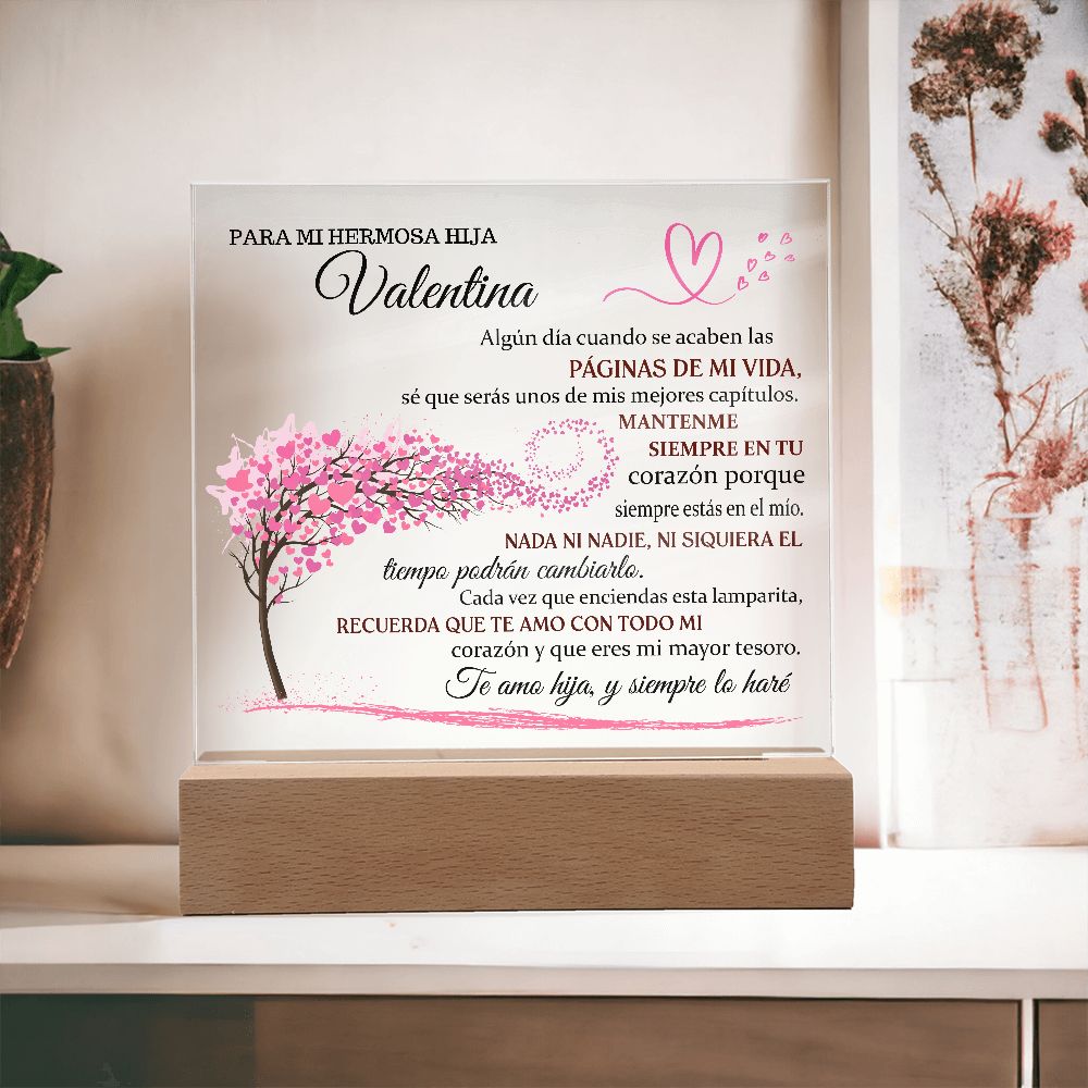 Lampara con Mensaje de Amor para Hija - PERSONALIZADO - Eres mi Mayor Tesoro