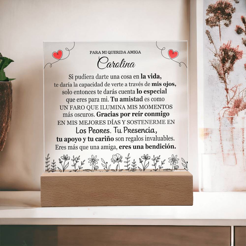 Lampara para Amiga - Gracias por tu Cariño - Regalo PERSONALIZADO para Amiga