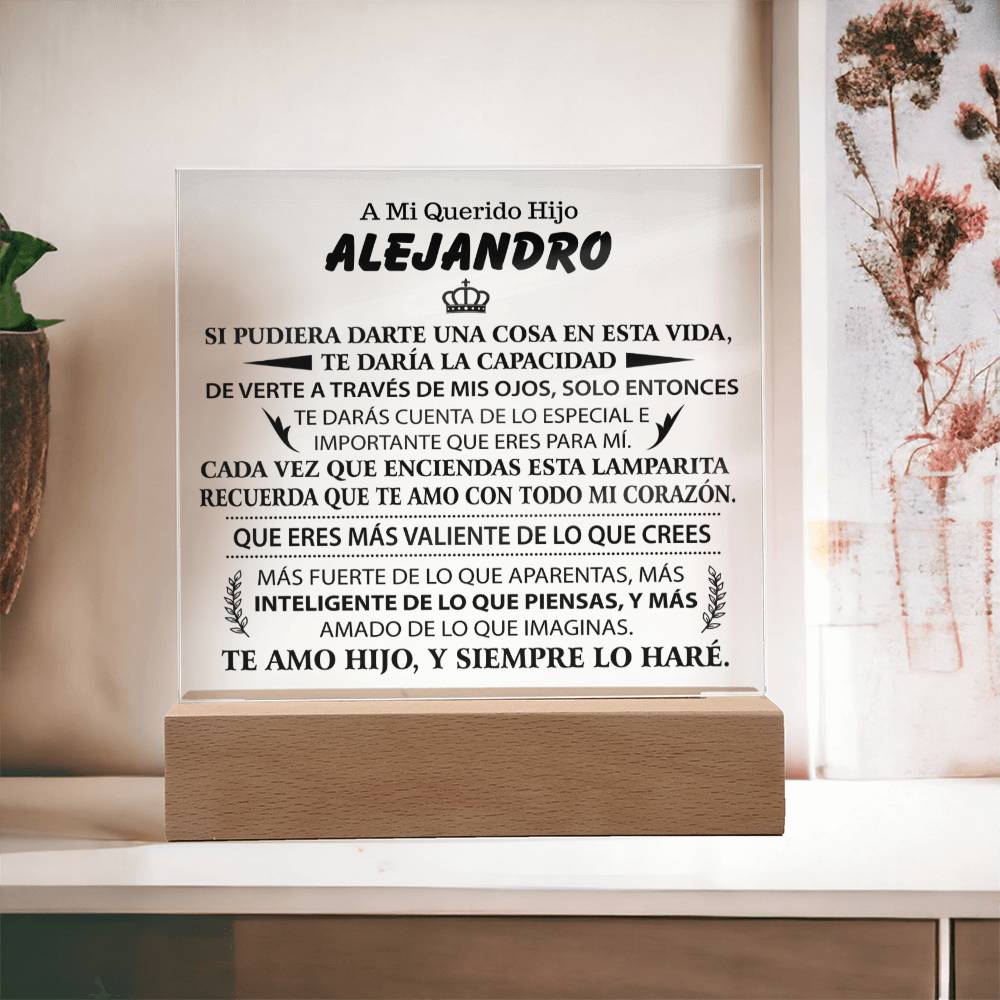 Lampara con Mensaje de Amor para HIJO - PERSONALIZADO - Te Amo con Todo mi Corazón