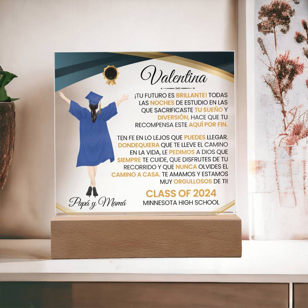 Lampara con Mensaje de Amor De Graduación - PERSONALIZADO - Tu Futuro Es Brillante ❤️