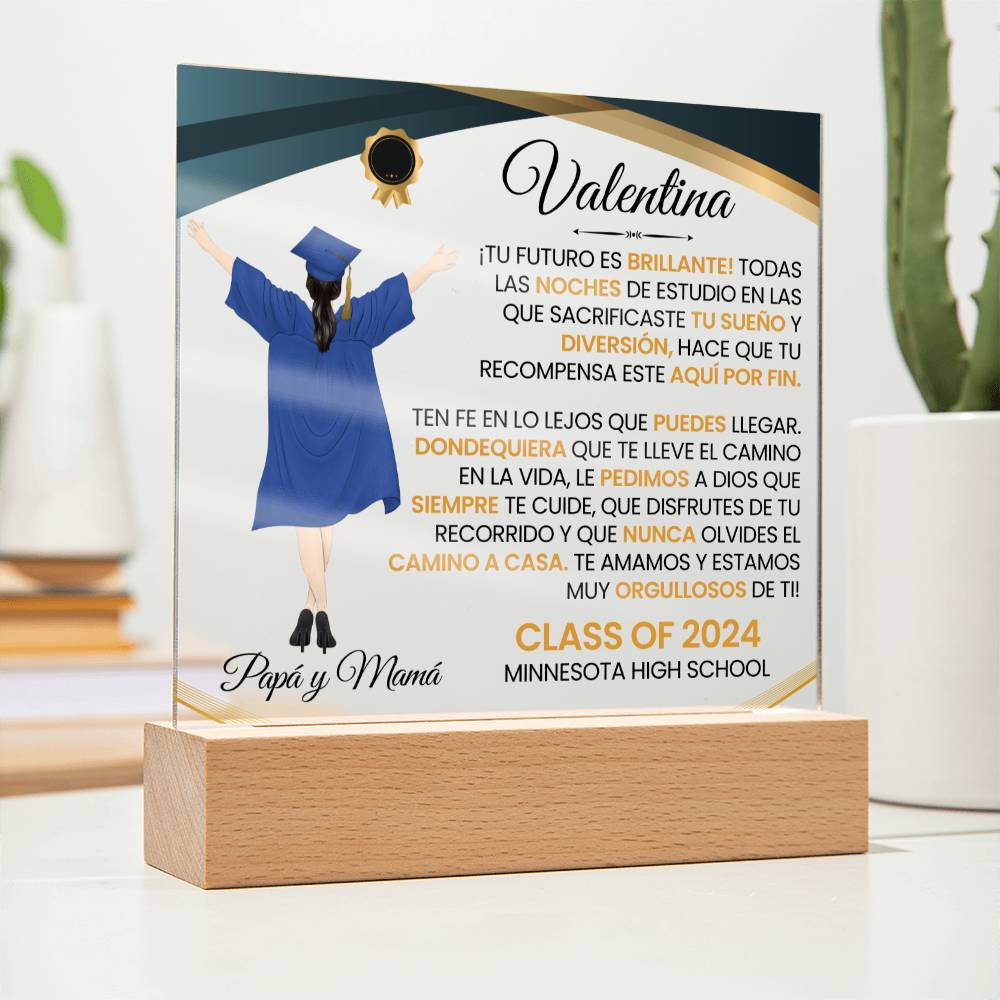 Lampara con Mensaje de Amor De Graduación - PERSONALIZADO - Tu Futuro Es Brillante ❤️