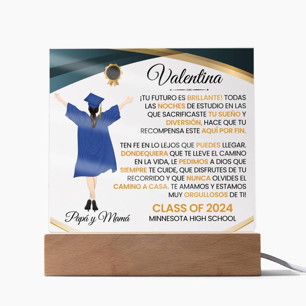 Lampara con Mensaje de Amor De Graduación - PERSONALIZADO - Tu Futuro Es Brillante ❤️