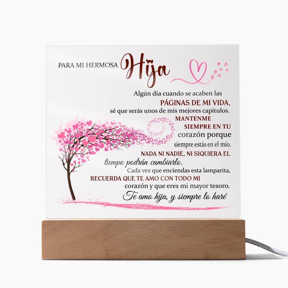 Lampara con Mensaje de Amor para Hija - PERSONALIZADO - Mi Mayor Tesoro