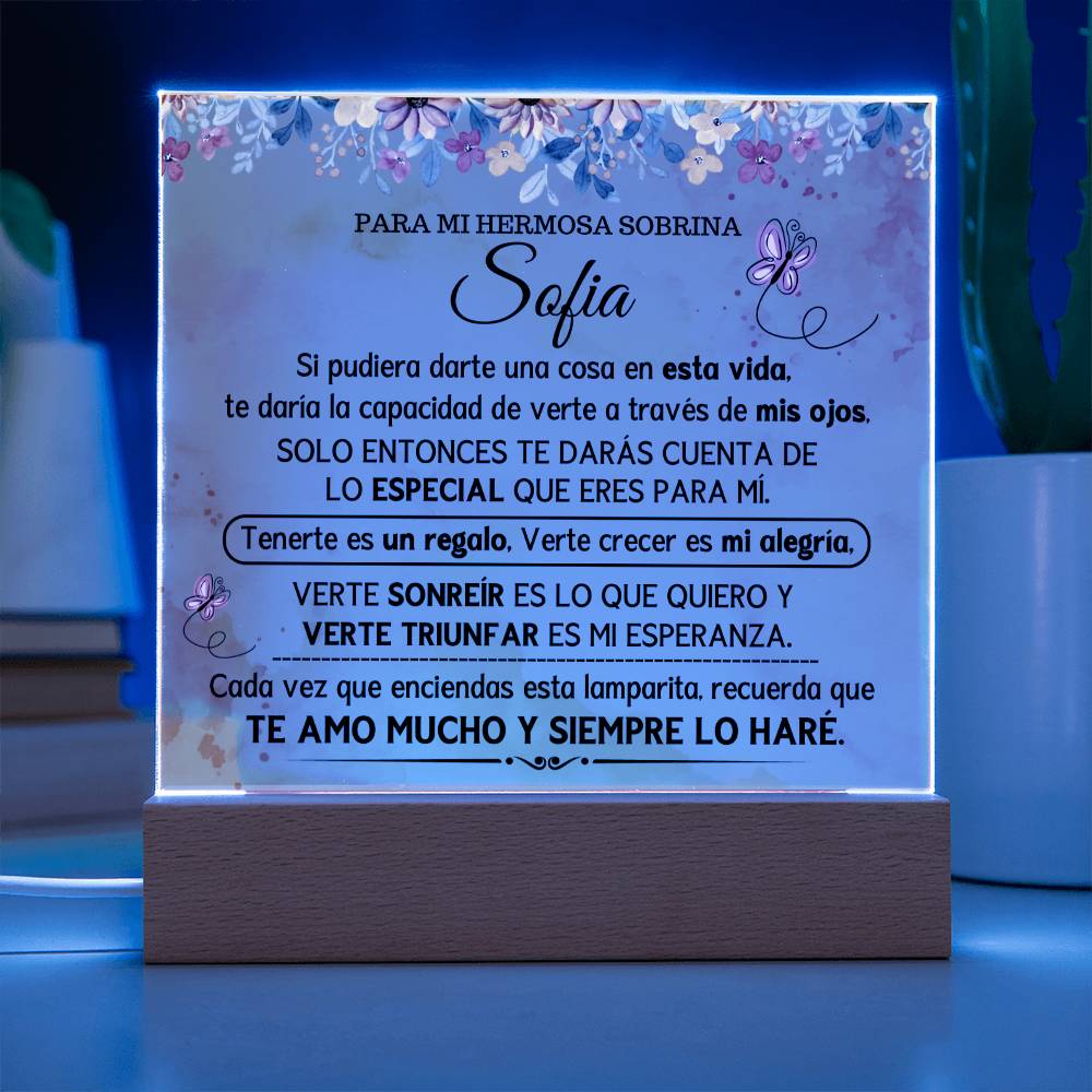 Lampara con Mensaje de Amor PARA SOBRINA - PERSONALIZADO - Eres Muy Especial Para Mi