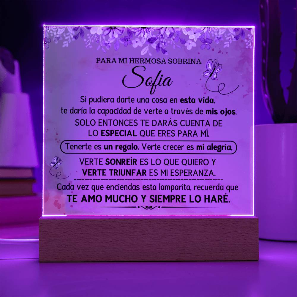 Lampara con Mensaje de Amor PARA SOBRINA - PERSONALIZADO - Eres Muy Especial Para Mi